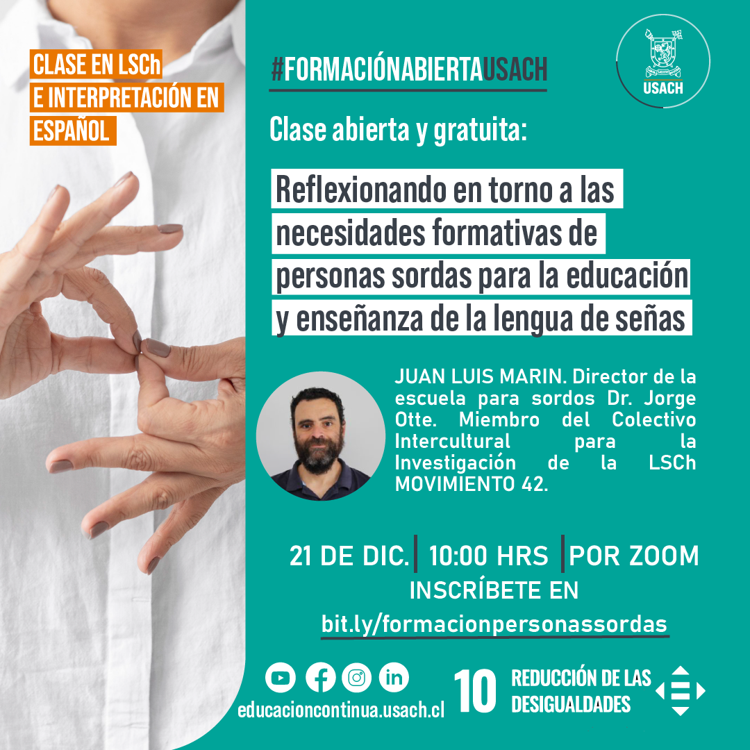 Clase abierta y gratuita: Reflexionando en torno a las necesidades formativas de personas sordas para la educación y enseñanza de la lengua de señas