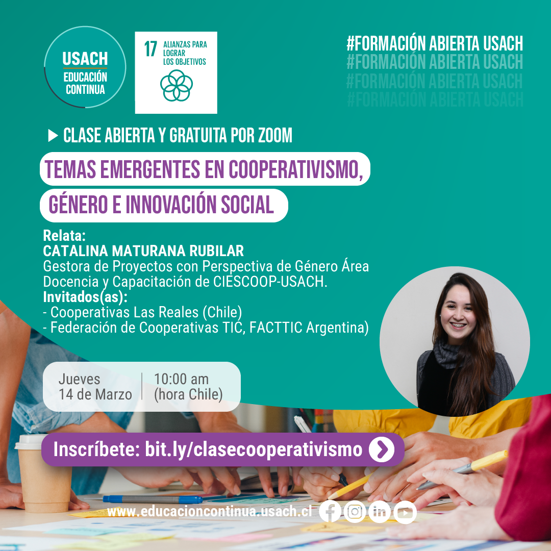 Clase abierta y gratuita: Temas emergentes en cooperativismo, género e innovación social 