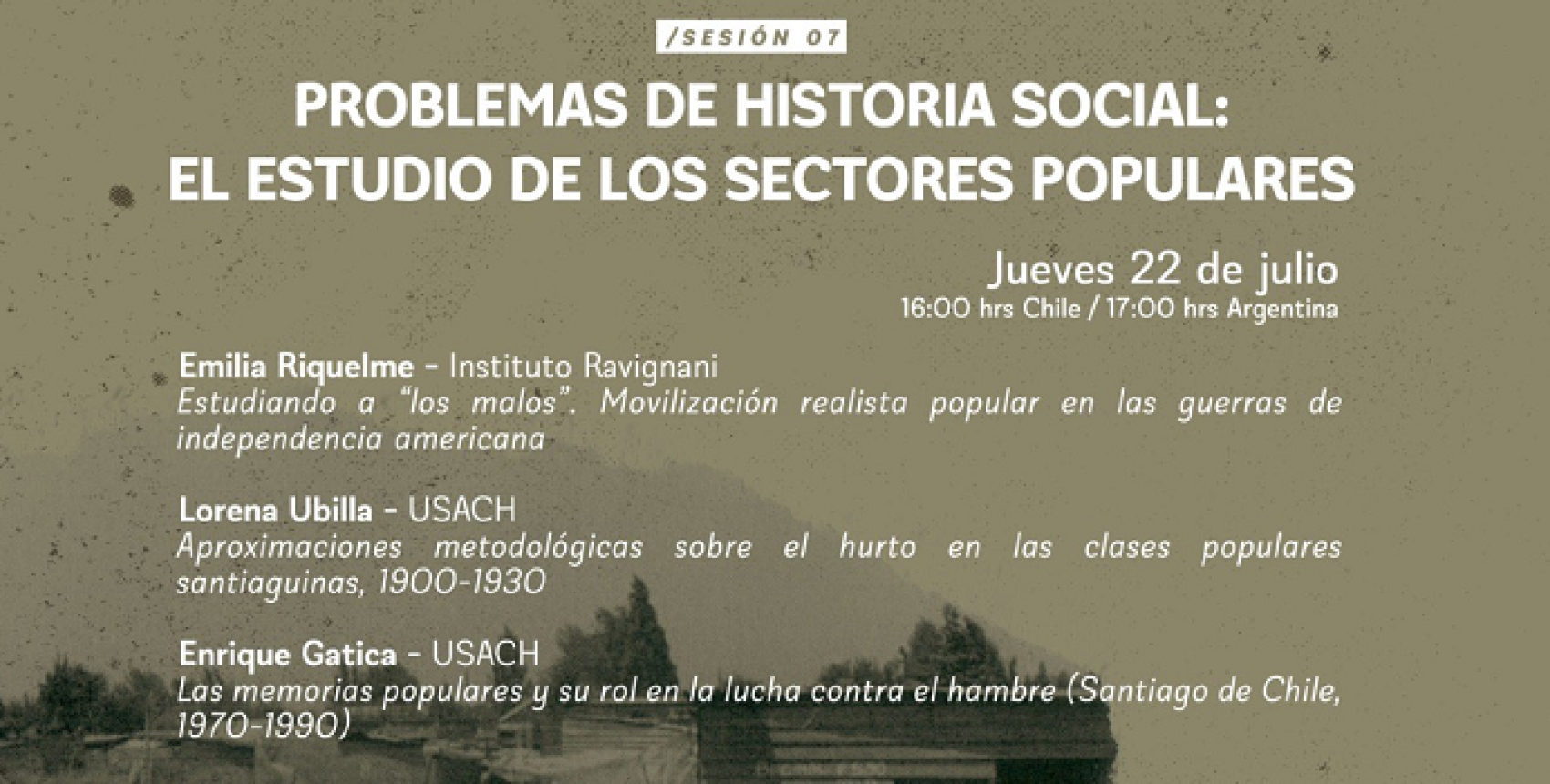 Diálogo "Problemas de historia social: El estudio de los sectores populares"